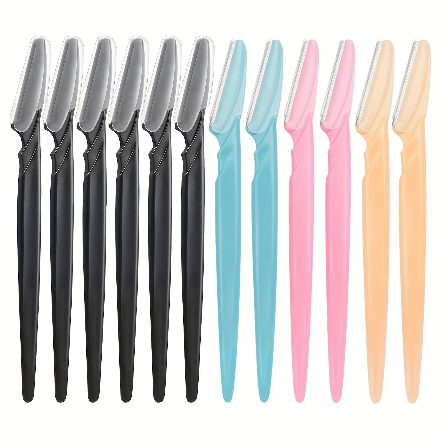 Portable Eyebrow Razor Set with Cover, Eyebrow Makeup Tool, 12pcs/set Gentle Eyebrow Trimmers, Eye Brow Razors for Women and Men, Facial Hair Razors, Face Hair Shaver with Cover, Cosmetic Tools