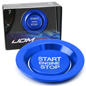 iJDMTOY Blue Aluminum Keyless Engine Push Start Button & Surrounding Ring For Newer Models of Range Rover/Discovery or XJ XF XE F-Type F-Pace Ignition Push Starter