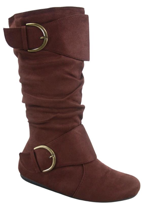 FZ-Fits  Women's Causal Walking Boots with Side Zip and Buckle, Flat Heel, Mid-Calf Height - Footwear