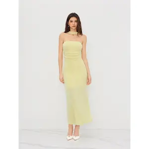 Cider Halter Neckline Ruched Cut Out Back Maxi Dress SwimWeek
