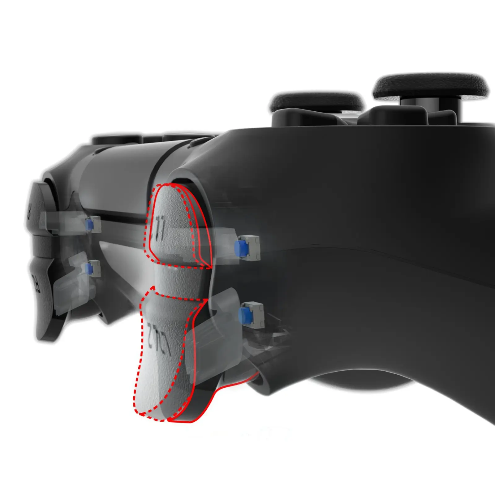 eXtremeRate Tactile Clicky Hair Trigger Kit for PS4 CUH-ZCT2/Slim/Pro Game Controllers, Custom Tactile Bumper Shoulder Buttons Gaming Accessory with Silicone Parts & Cable, Accessories