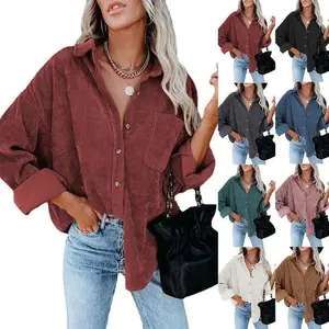 2025 Autumn and Winter Women's Clothing Oversize loose Casual Corduroy Shirt Women