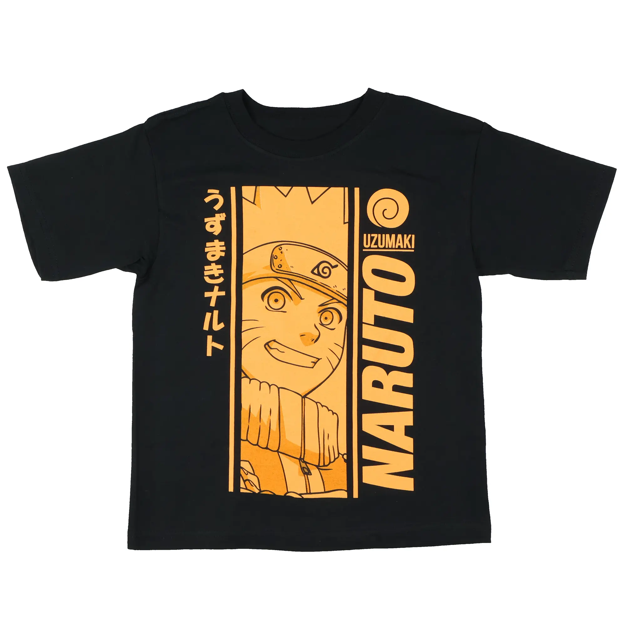 Boys' Naruto Uzumaki Tee Shirt, Orange Monochrome Print Anime Hero Art Short Sleeve Graphic Top, Bold Design