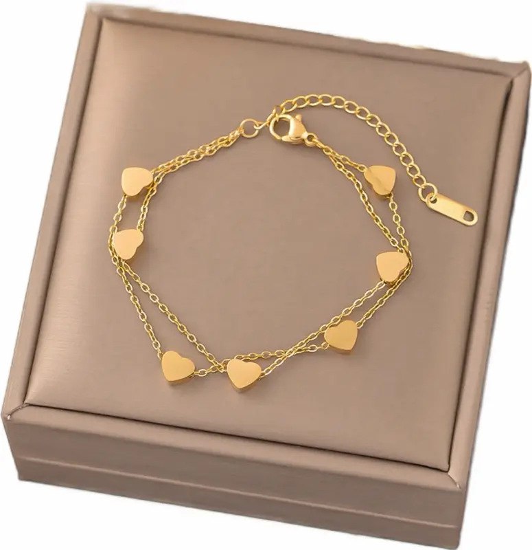 Elegant Gold Heart Charm Bracelet for Women - Perfect Gift for Special Occasions