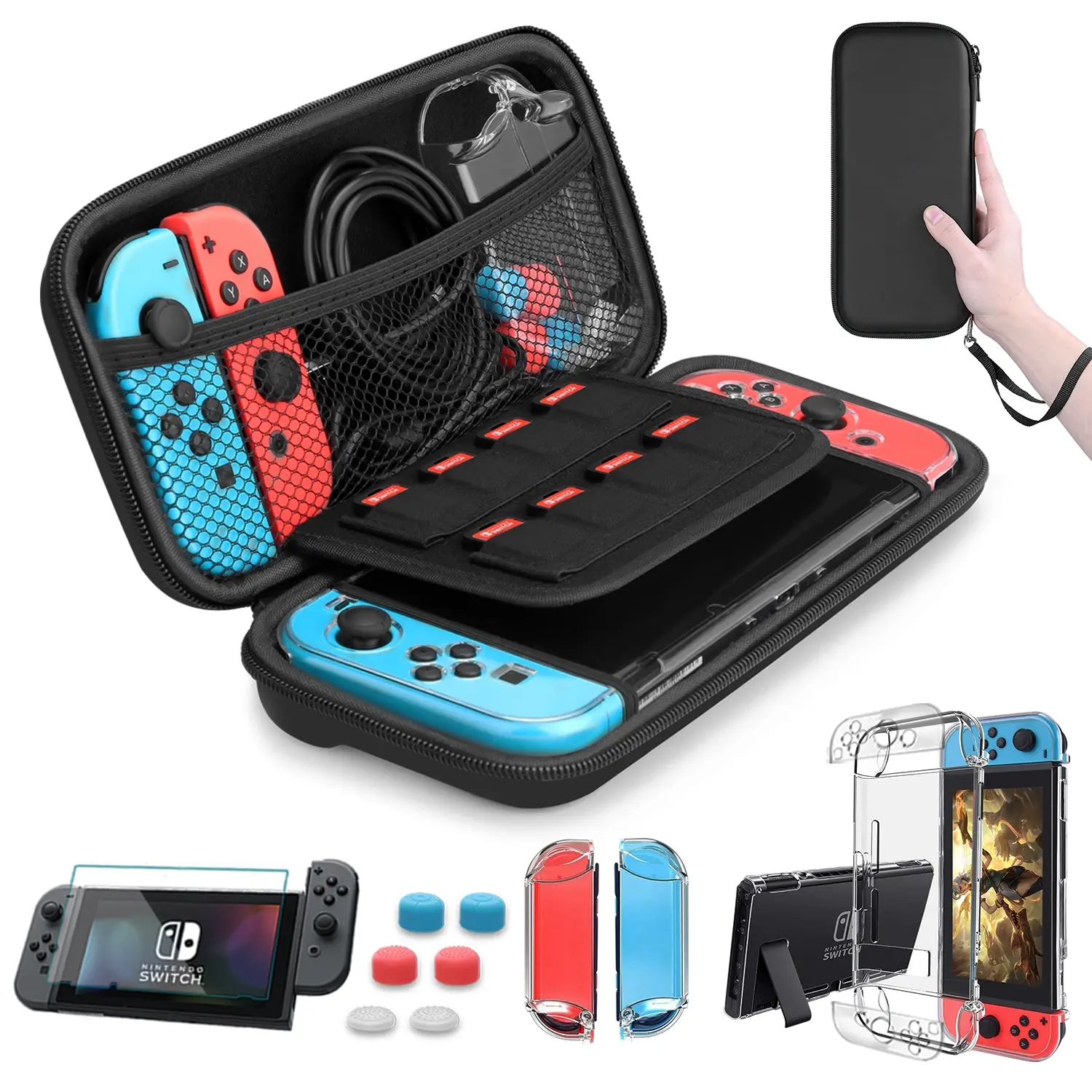 Nintendo Switch Protective Case Cover, Screen Protector, Thumb Grip Handle, Compatible with Nintendo Switch Lite Console, Model Xinghao