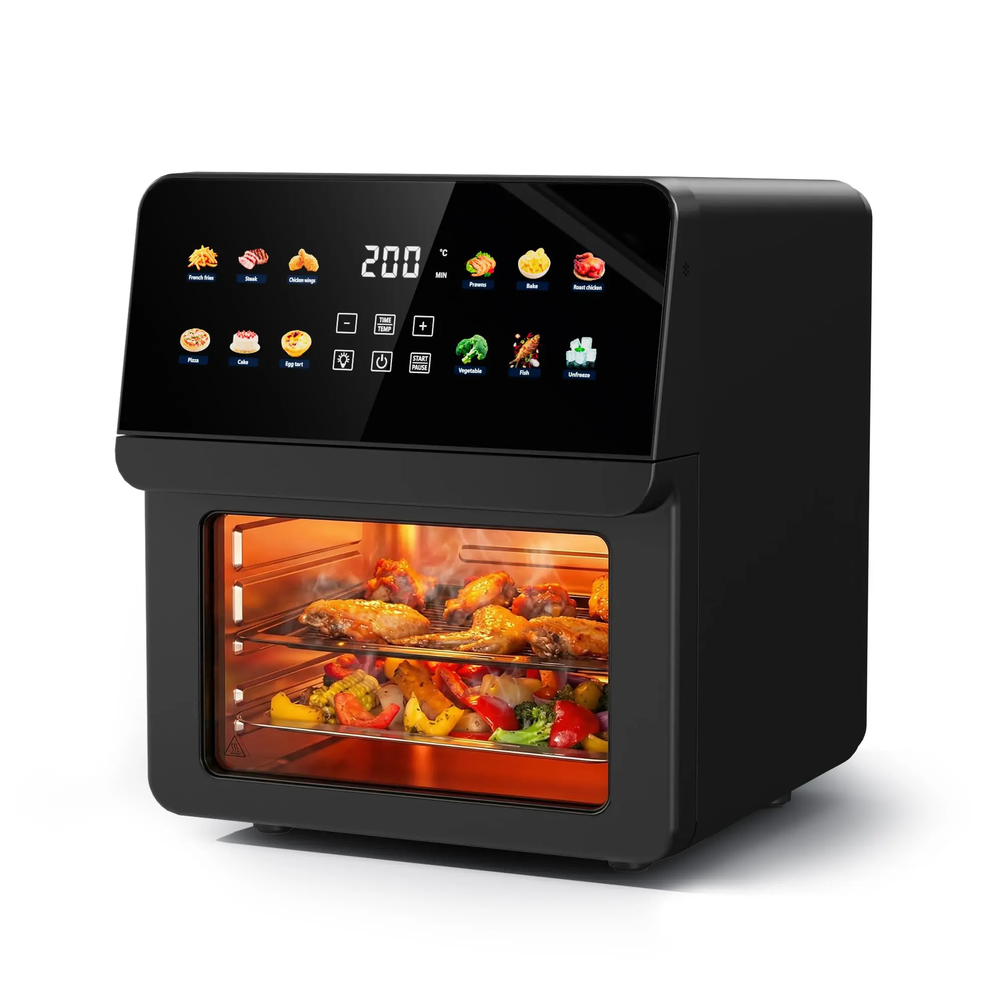 12QT Air Fryer Oven, 8-in-1 Toaster Oven Combo, Family Size, Black | Dual Racks, Different Dishes, Same Time, Even Heat, Perfect Crisp, Smart Presets, Light Sound Operation, Dishwasher Washable