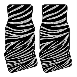 4pcs Zebra Pattern Car Floor Mats, Car Interior Accessory, Car Accessories, Automotive Floor Mats, Anti-Slip Polyester, Durable Absorbent, Easy to Clean, Suitable for Trucks, Vans, Suvs, Front and Rear Seats