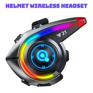 Night Warning Light Y21 Motorcycle Helmet Bluetooth-compatible Headset, Jerry5.4 Wireless Noise Cancelling, 800mah Long Battery Life, Fm Radio, RGB Lights