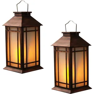 13" Vintage Candle Lantern with Led Flameless Candle (6hr Timer) - IP65 Waterproof Battery Powered - Lanterns Decorative Tabletop Lanterns