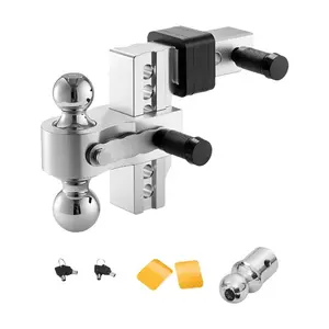 VEVOR Adjustable Trailer Hitch, 6-Inch Drop Hitch, Tri-Ball Mount for 2-Inch Hitch Receiver, Trailer Ball Size 1-7/8, 2 and 2-5/16, Max 15000 lbs Ball Hitch, Towing Hitch for RVs, ATVs, and Trucks