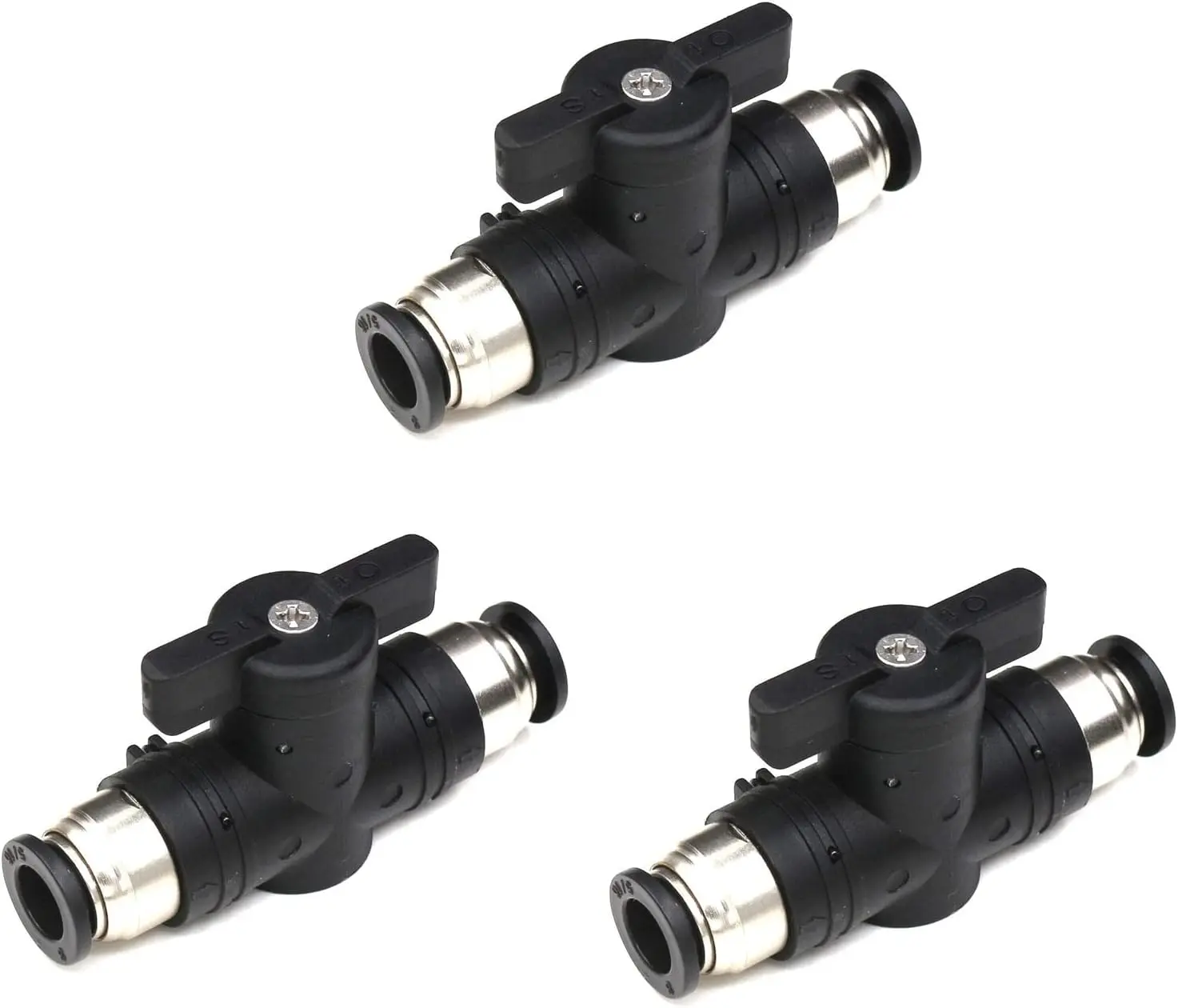 1/4 Push Connect Valve Pneumatic Ball Valve 1/4 inch Tube Quick Connect Valve Straight Union Air Flow Control Valve Tube Fittings air compressor valve 3Pack