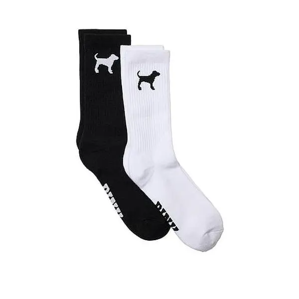 PINK Two Pack Comfy Crew Socks