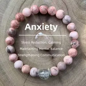 Kyerlyn Self-Love & Heart Healing Bracelet with Rhodonite & Mixed Stone - pink friendship bracelet beaded jewelry ,emotional balance bracelet ,encouragemet . Color block Beaded Crystal Bracelet