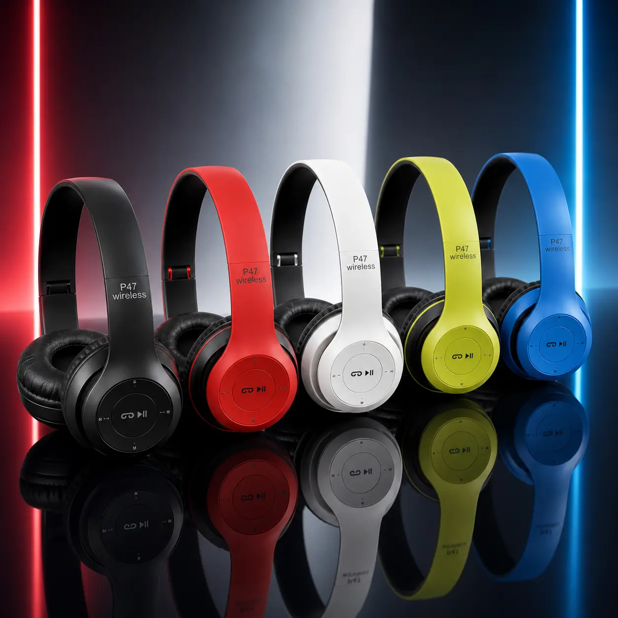 Over-Ear Wireless Bluetooth 5.0 Headset - Foldable Audio Headphones with FM Radio, Built-In MIC, TF Card Compatibility