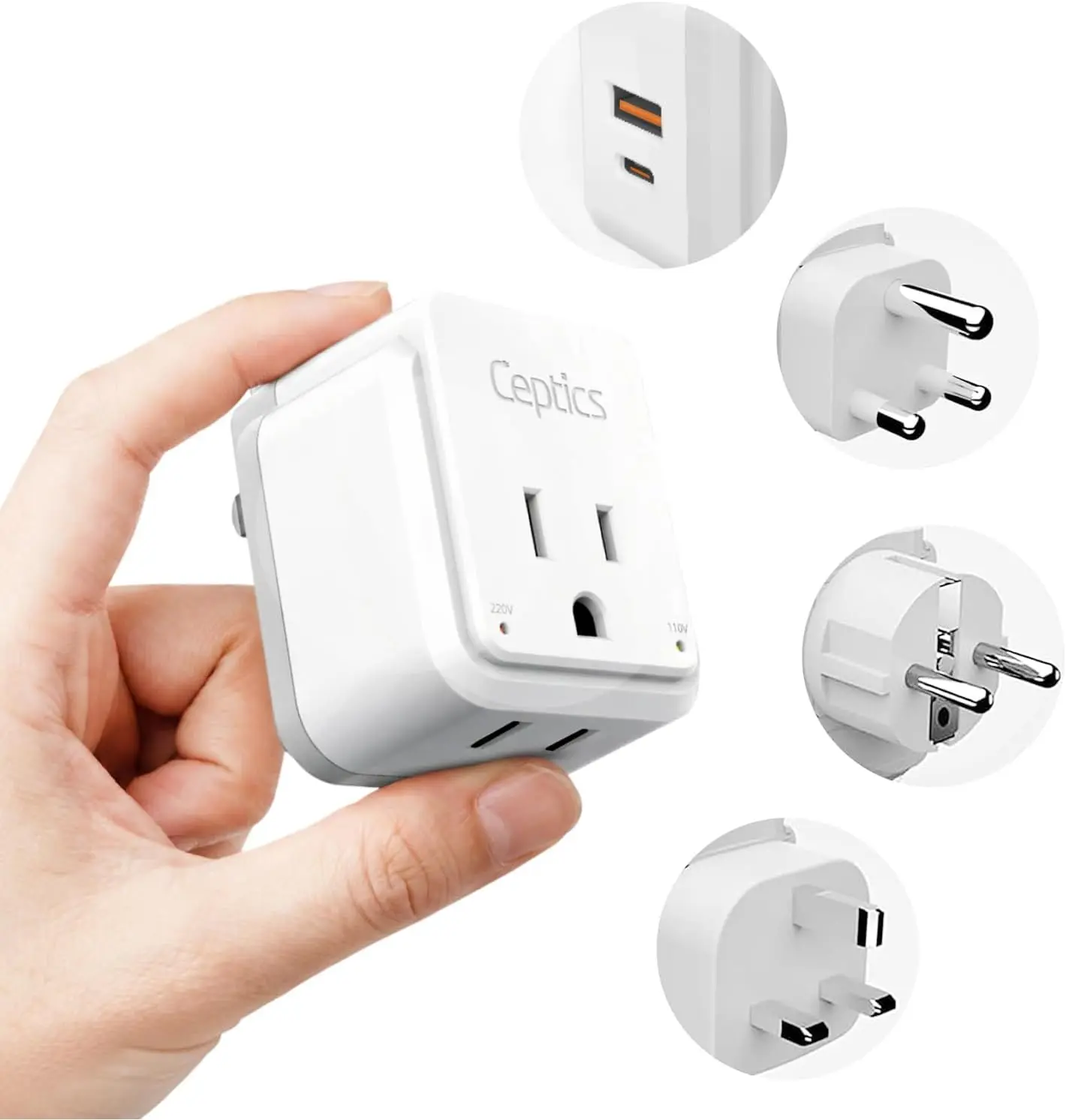 South Africa Power Adapter Travel Set - 20W PD & QC, Fast & Safe with Dual USB & USB-C - 2 USA Outlet - Use All Over Africa, Zimbabwe, Morocco - Includes Type E/F, M, G SWadAPt AttachmentsGift.