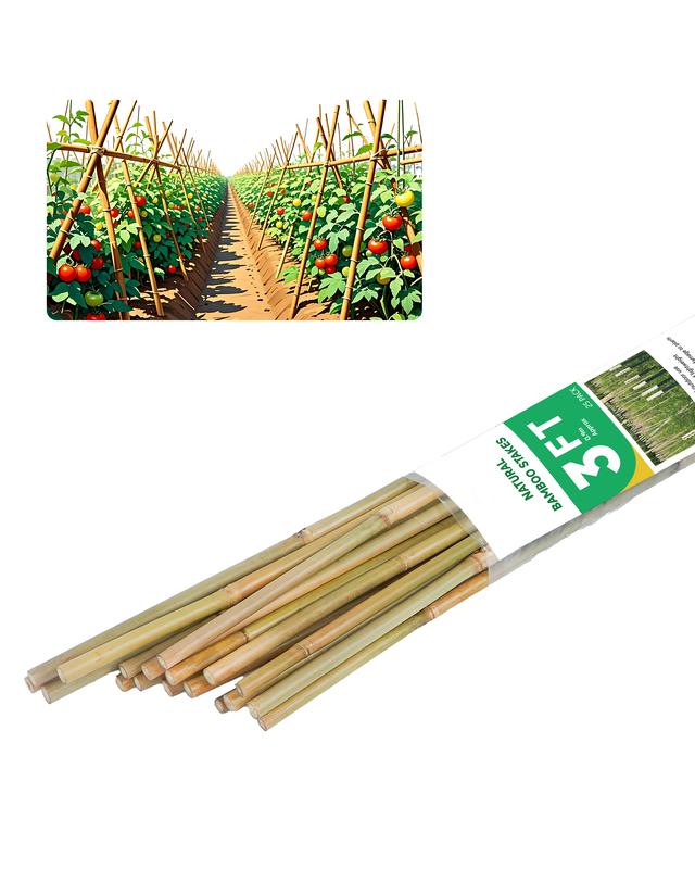2FT-6FT Natural Bamboo Plant Stakes, Garden Support for Tomatoes & Flowers