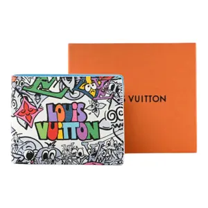 Pre-owned Louis Vuitton Canvas and Leather Small Leather Goods x Virgil Abloh Comic Monogram Multiple Bifold Wallet