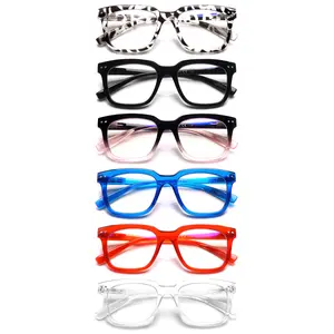 6 Pack Reading Glasses Anti Blue Light for Women Men Spring Hinge Large Square Frame Fashion Eyeglasses Daily Durable Mix Color High Quality Eyewear