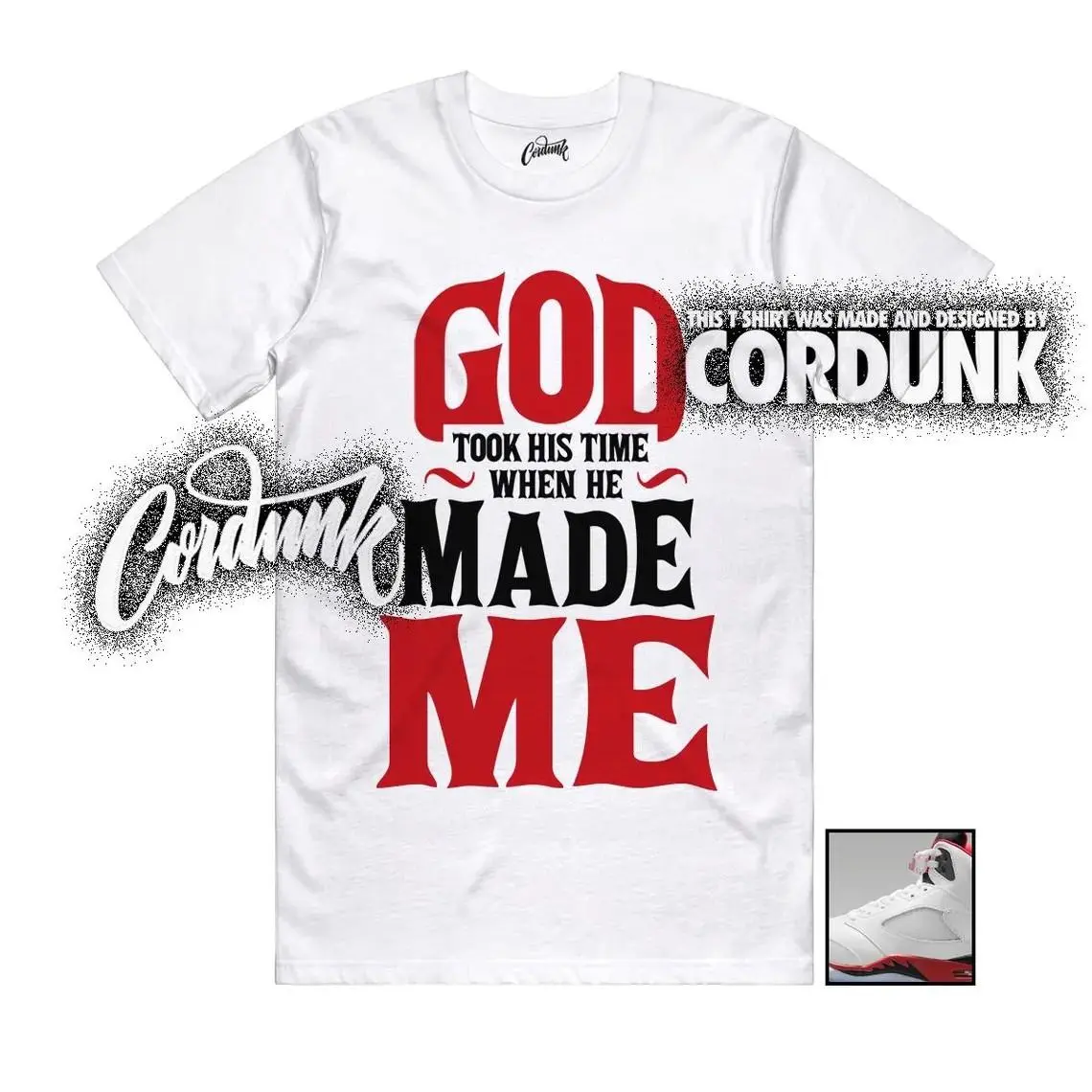 Unisex T-shirt to match Jordan 5 Fire Red Black Tongue White Varsity University Bred - GTHT. 100% Cotton for Casual Wear. Comfortable Summer Unisex T-Shirt to match Jordan Sneaker. Streetwear Style. urban outfitters