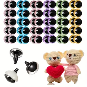 60pcs 18mm 3D Glitter Plastic Safety Eyes with Washers - Colorful Craft Eyes for Crochet Dolls, Stuffed Animals & DIY Puppets - Perfect for Christmas Decorations & Creative Projects, Sewing Supplie