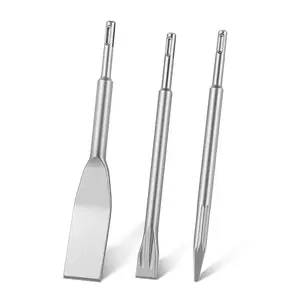 VEVOR SDS Plus Chisel Set, 3 pcs SDS Plus Rotary Hammer Drill Attachments, Includes Point, Flat, & Angled Spade Chisels, Heat Treated 40Cr Alloy Steel, Sharp Edge for Demolition, Concrete and Brick