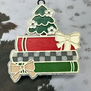 Car Freshie - Colorful Christmas Tree & Books with Bow Ornaments for Car Decoration