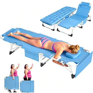 #Summervibes Docred Chaise Lounge Folding Portable Sunbathing Poolside Beach Chair with Face Hole&Mat