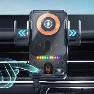 15W Wireless Car Charger Phone Holder, Auto-Clamping Air Vent Mount with 90° Rotation, Compatible with iPhone and Android Smartphones