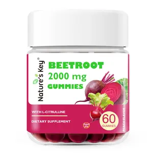 Nature's Key Beetroot Gummies 60 Count- 0g Added Sugar，Supports healthy blood circulation, ideal for active & fitness enthusiasts