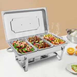 3 Compartment Stainless Steel Buffet Server 2.5L Each Dishwasher Safe