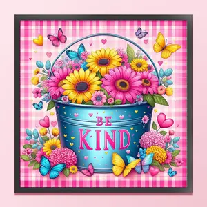 Flower in Bucket Printed Cross Stitch Kit 45x45cm DIY 11CT Thread Art Needlework