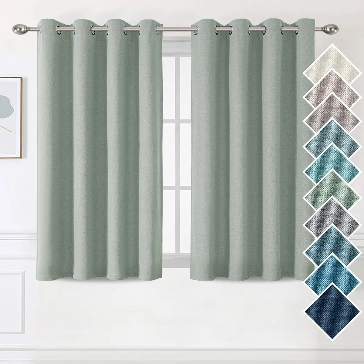 H.VERSAILTEX Linen Textured Curtain for Bedroom/Living Room Thermal Insulated Grommet Linen Look Curtain Drapes Soft Rich Material Light Reducing Drape Panels, 2 Panels