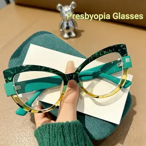 Cat Eye Anti-Blue Light Casual Stylish Glasses for Women - HD Large Frame Color Blocking Eyewear, Screen Protection Accessory for Computer Use, Office Work, Casual Eyeglasses