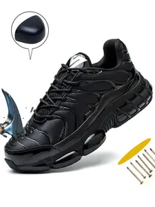 Men's Steel Toe Work Shoes, Durable Lightweight Breathable Safety Shoes, Work Protective Shoes, Anti-Puncture Anti-Stamping Protection, Reinforced Sole, Wear-Resistant