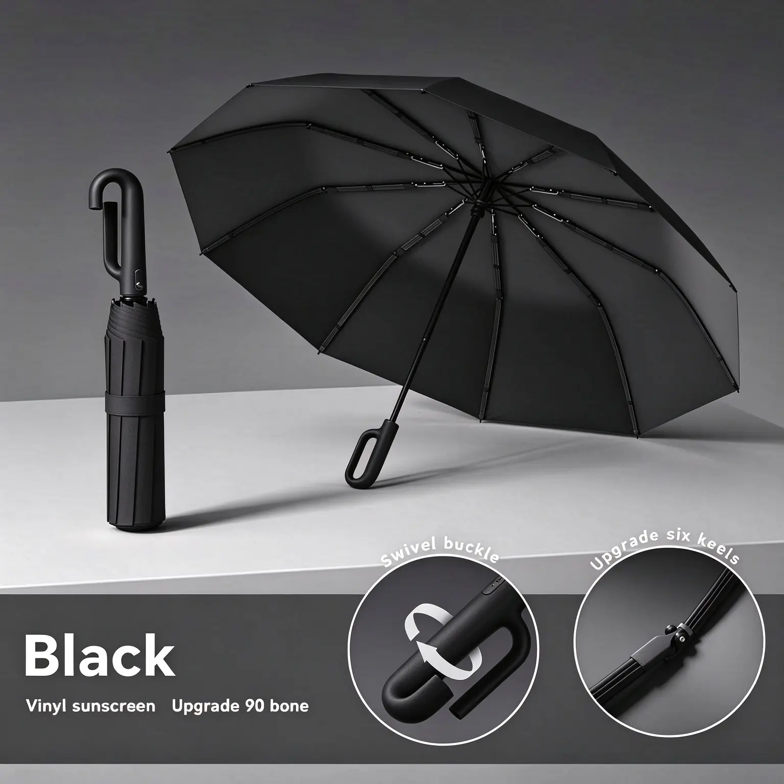 Automatic Folding Umbrella, 1 Count/60pcs Portable Rain Umbrella with Loop Buckle, Windproof & Waterproof Umbrella for Men & Women