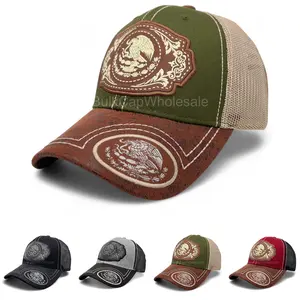 Mesh Trucker Hat Baseball Cap Snapback Adjustable Men Hats Hecho En Mexico Faux Leather Visor