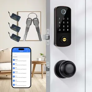 Keyless Entry Door Lock with Knobs, Fingerprint Deadbolt Door Lock, Smart Door Locks for Front Door, Full APP Control Electronic Digital Keypad Lock