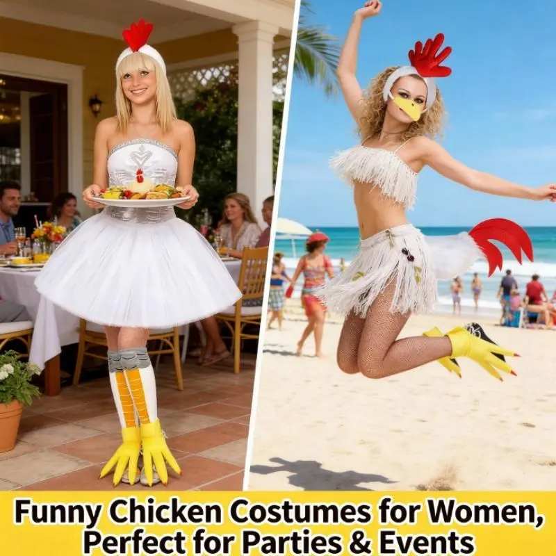 Japanese Anime Thanksgiving Halloween Turkey Rooster Headband Dress Gloves Party Costume Set