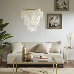 Hardware Layered Capiz Chandelier
