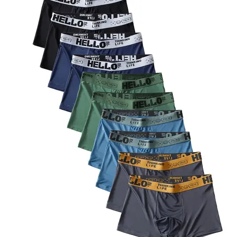 Men's Letter Tape Boxer Brief, Breathable Comfy Underwear for Daily Wear, Activewear, Casual Men's Underwear for All Seasons, Breathable Undergarments, Smoothing Brief Boxer, Boxer Briefs Set