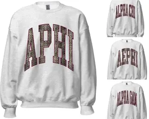 Leopard Print Greek Letter Sweatshirt,  Sorority Crewneck,  Trendy Bid Day Outfit
