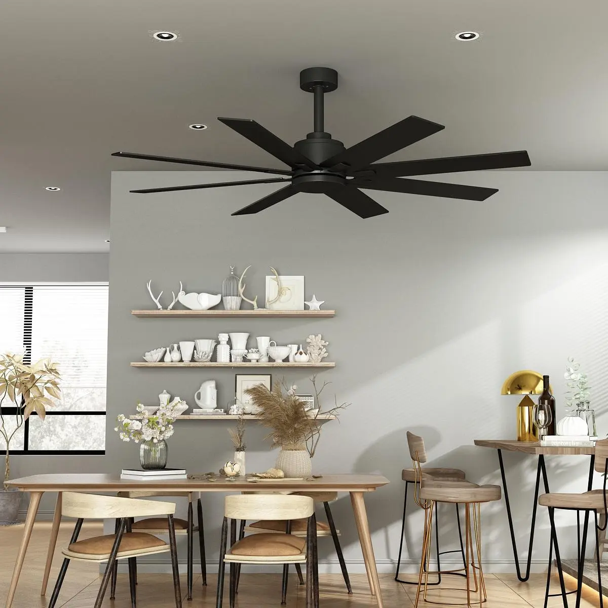 FUFU&GAGA 65" Indoor 8-Blades Wood Ceiling Fan with Remote Control
