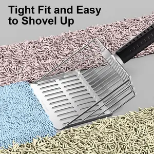 Cat Litter Scoop, Large Stainless Steel Sifter with Wooden Long Handle,Kitty Deep Shovel Pooper Scooper,Poop Sifting, Kitten Pooper Lifter for Pellet Litter Box with Hook