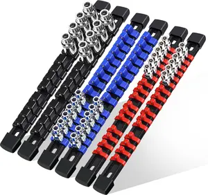 6 Pcs Socket Organizer Rail Set, Premium Socket Holder, Heavy-Duty Socket Rack Kit With 86 Clips 1/4-Inch x 32 Clips, 3/8-Inch x 30 Clips, 1/2-Inch x 24 Clips – Ideal for Tool Storage