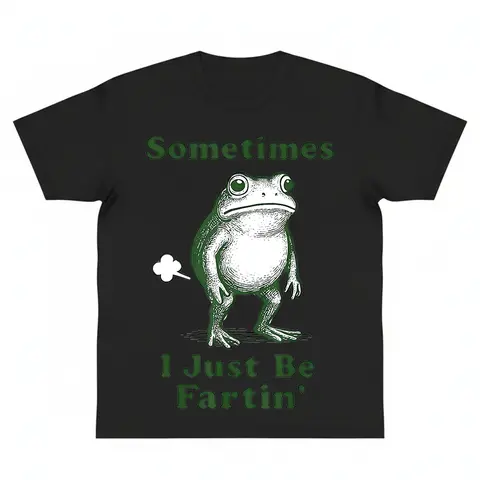 Men's Frog Print Graphic Tee - Y2K Cotton Streetwear Short-Sleeve Casual Top, Everyday Casual Wear Suit, Machine Wash Safe, Shopping Gift, Street Edge Design