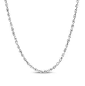 Rope Chain Necklace .925 Sterling Silver w. Rhodium plate