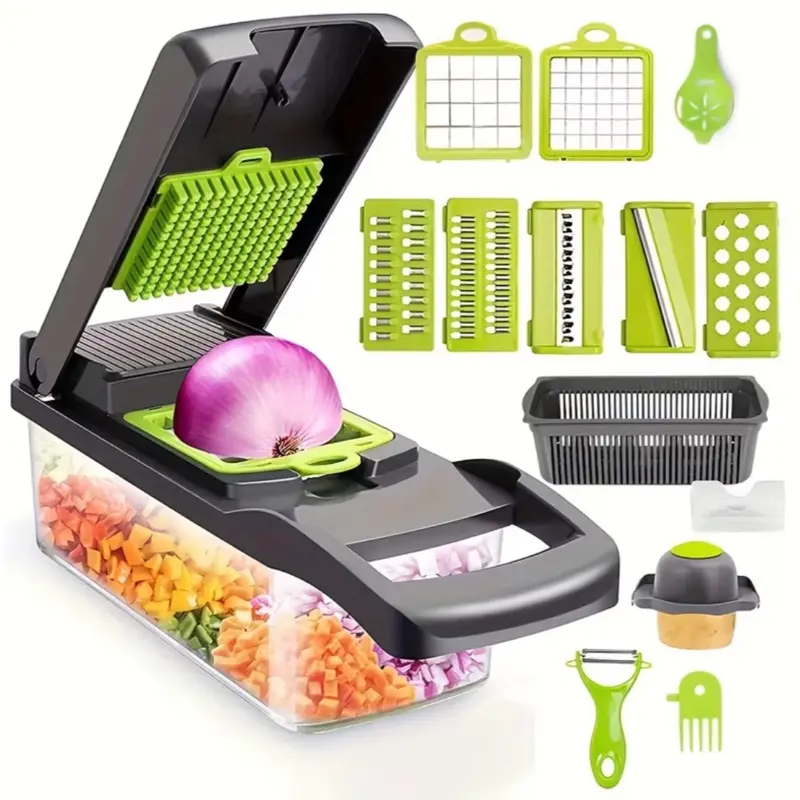 16pcs1pcs, Kitchen Companion-Multifunctional Vegetable Chopper, Fruit Slicer, Manual Food Grater, Onion Mincer,