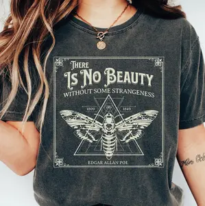 Comfort Colors Edgar Allan Poe Shirt Poe T-Shirt, Cottagecore Shirt, Literary Moth Dark Academia Shirt, Cotton Top