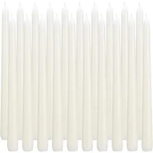 Flamecan Ivory Taper Candles, Set of 20 Unscented and Smokeless 10 Inch Taper Candles Long Burning, Paraffin Wax with Cotton Wicks for Burning Approxinately 7-8 Hours Time flamecan