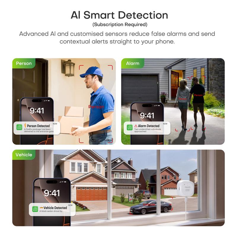 HomiQ AI 3K 5MP Magnetic Window Camera, 2.4/5GHz Dual-Band WiFi Indoor Security Camera, Color Night Vision, AI Smart Video Search & Auto Highlights, 24/7 Recording, Motion Detection, Easy Install Phone & SD